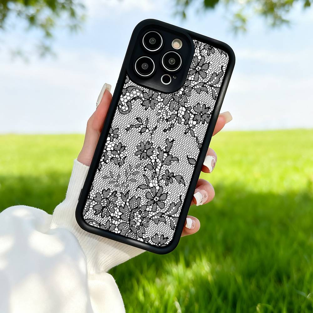 

Кружевной чехол для iPhone 17 Air 16 15 14 13 12 11 Pro Max Mini Plus Силиконовый чехол iPhone 14pro max