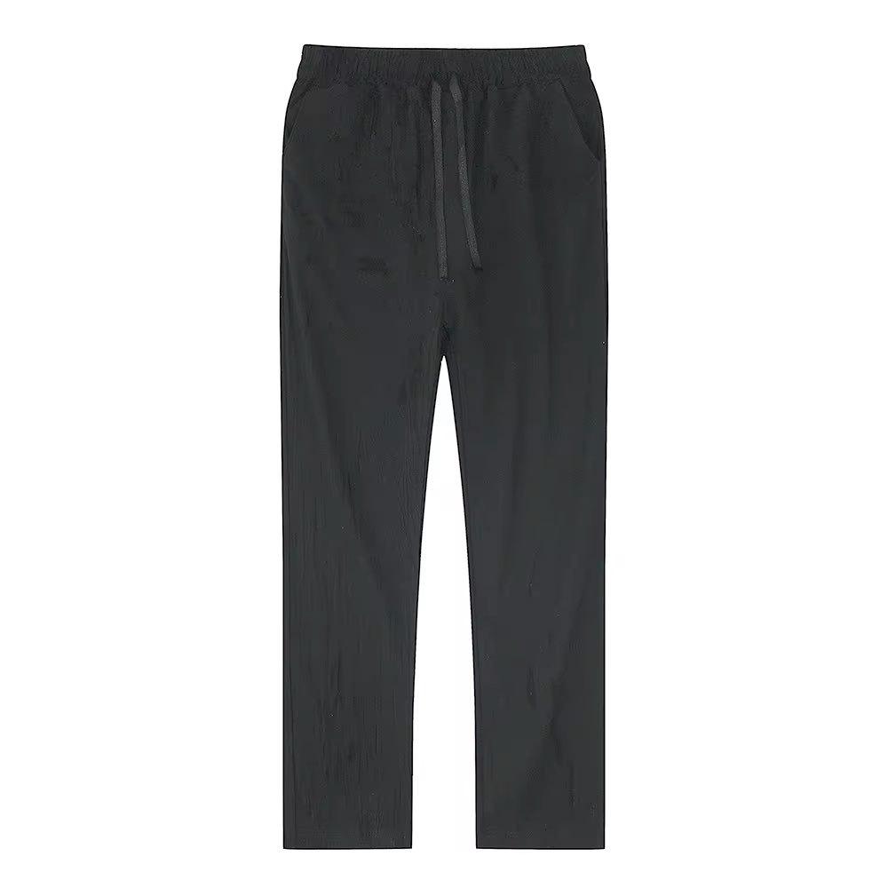 2024 Summer Men's Casual Drawstring Elastic Waist Breathable Solid Color Pants