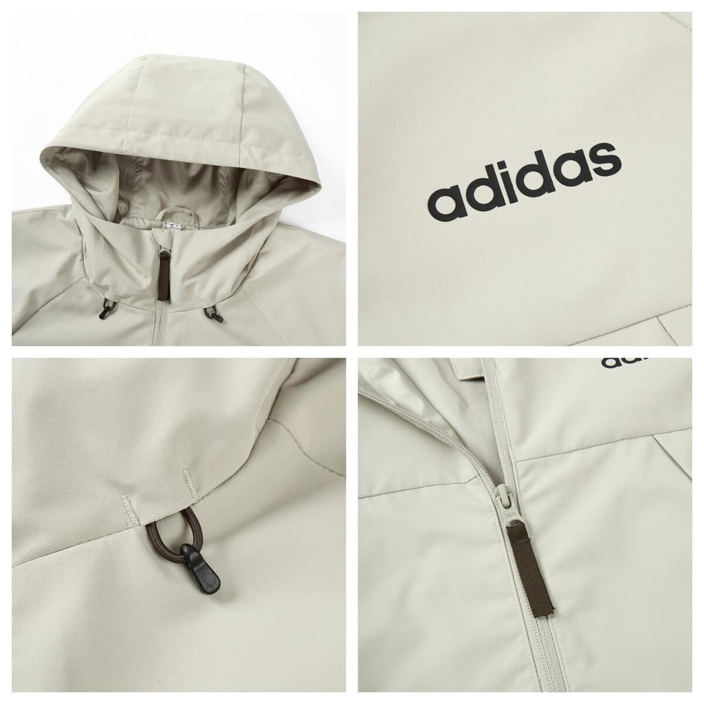 Adidas Solid Color Three-In-One Outdoor Windproof Warm Hooded Long Sleeve Jacket Unisex Jacket Gray JL8264