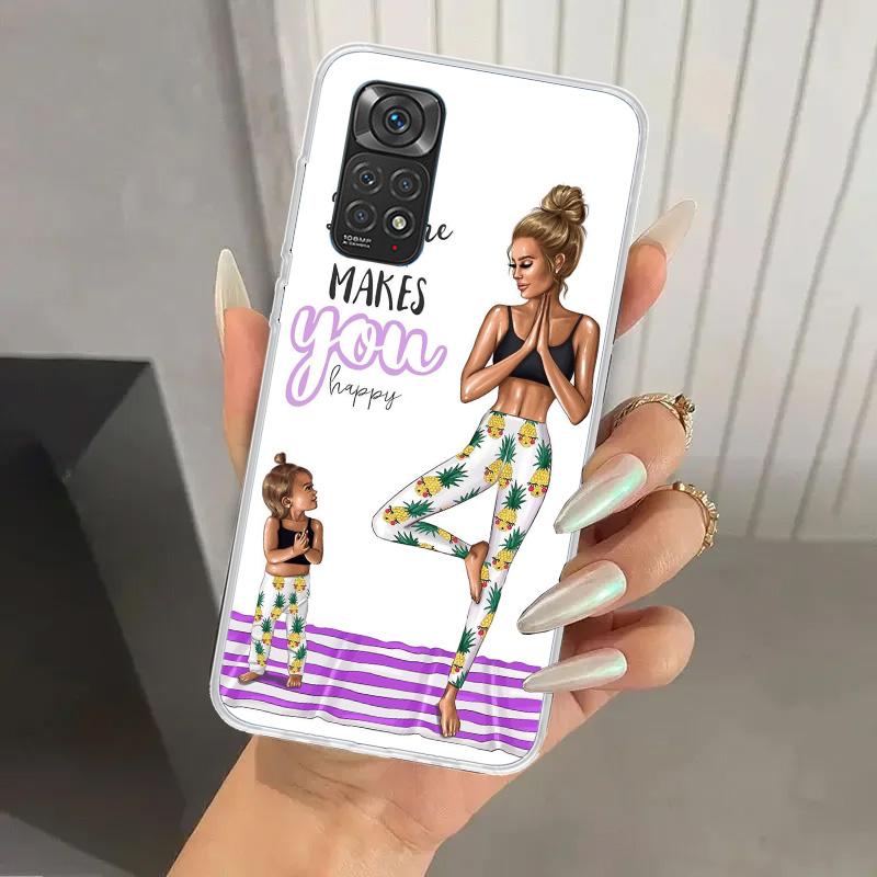 Mom Baby Girls Phone Case for Xiaomi Redmi Note Note 14 13 12S 12 11S 11 Pro Plus 11T 11E 10S 9 9S Soft Funda Print Shell Note 1