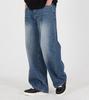 Beoteunseoul Catbrush Curved Wide Denim Pants [Medium Blue]