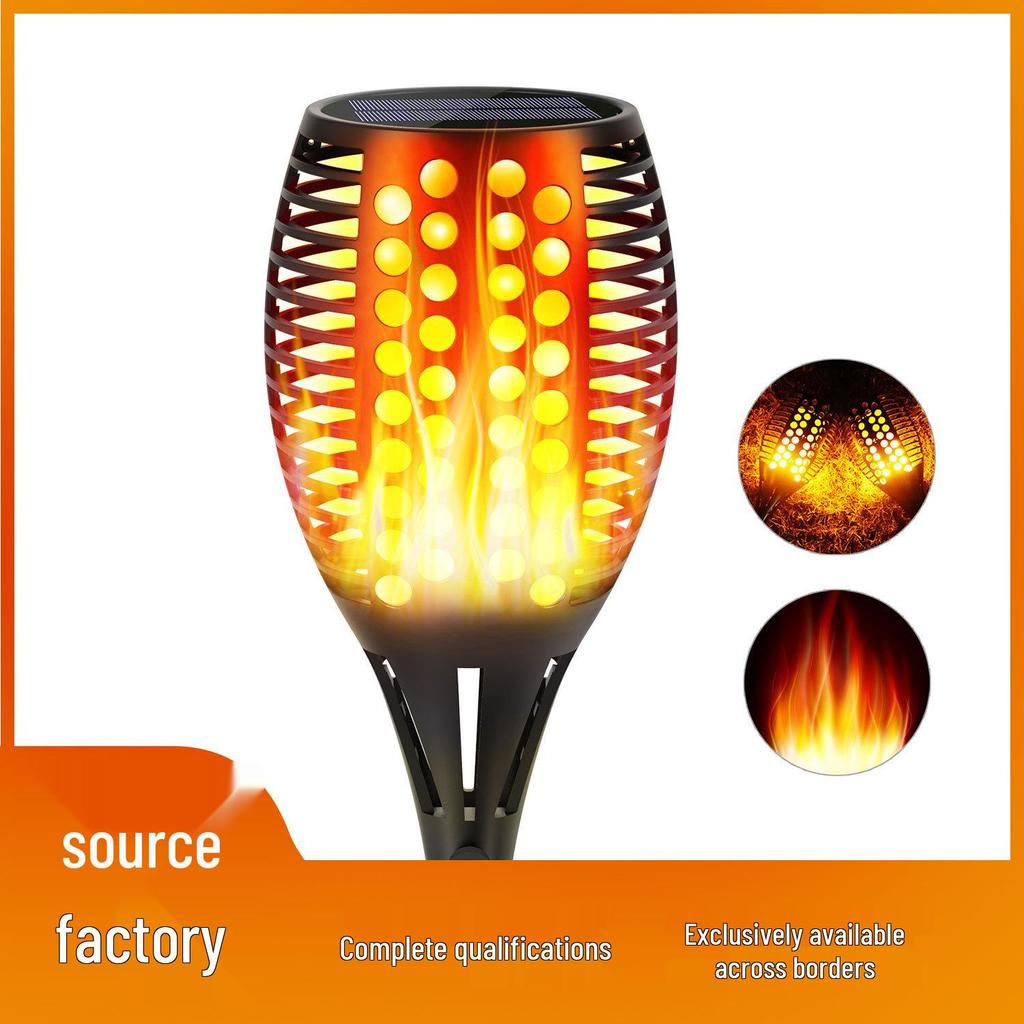 96 LED Solar Flame Torch: Outdoor Wall, Lawn, and Courtyard Atmosphere Lamp