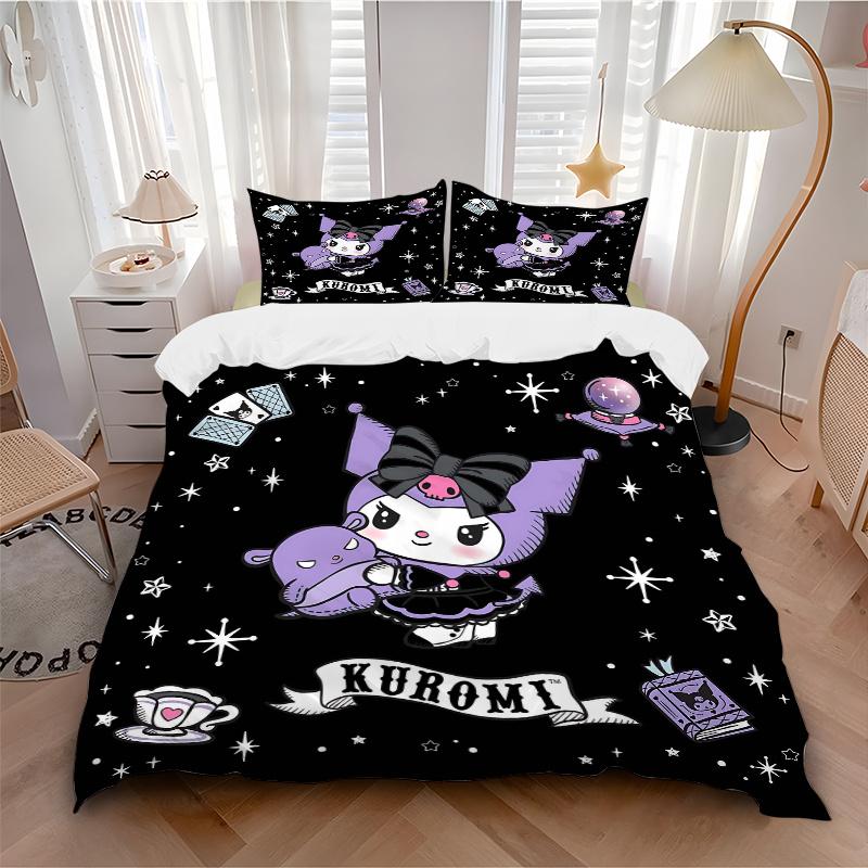 3pcs Cute Kuromi's Enchanted Night Quilt Cover Set - Soft and Cozy Bedroom, Guest Room and Dorm Decorative Bedding 3-Piece Set 1 Quilt Cover + 2
