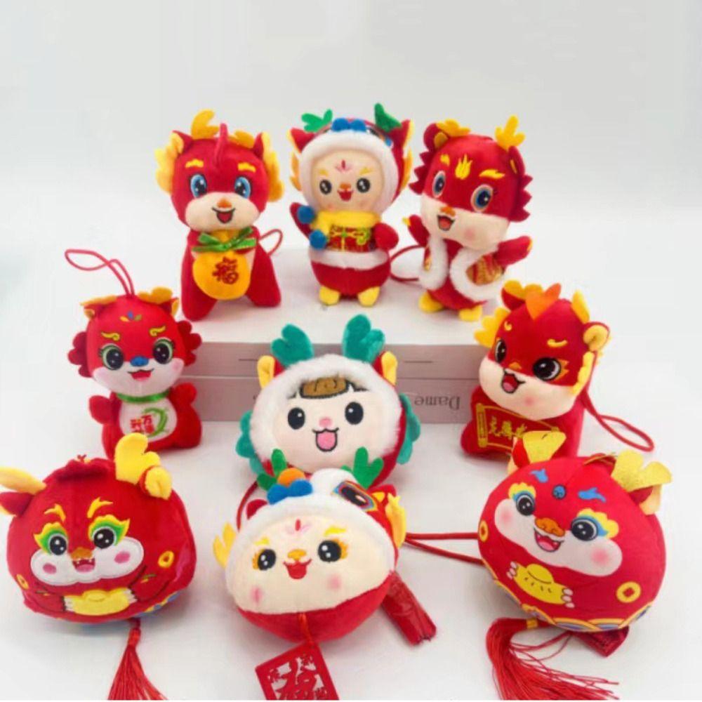 

12cm Chinese Dragons Plush Toys Yellow Red Pillow Toy Cute Dragon Cushion Stress Release