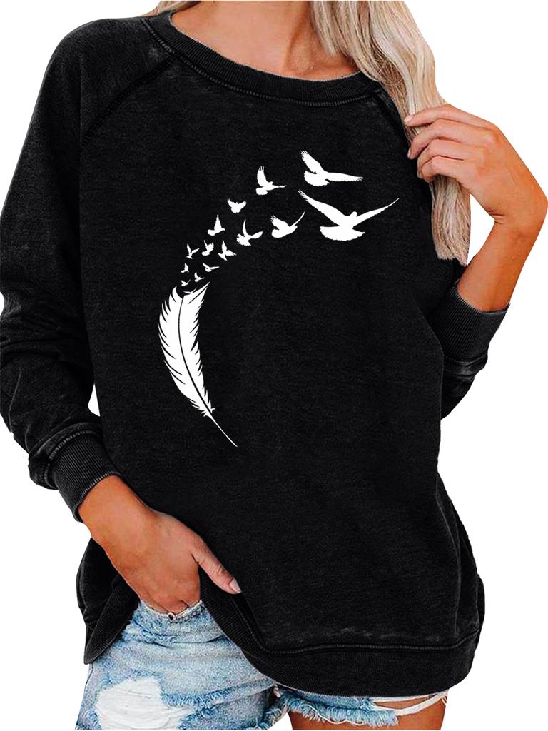 Women's Loose Pullover Sweatshirt Spring/Fall Fashion Print Top