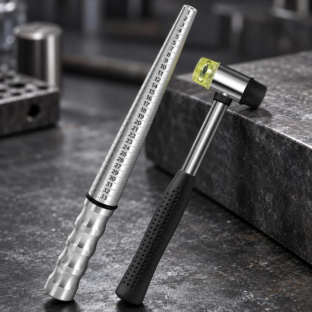 Jewelry Sizing Cone Mandrel with Rubber Mallet Professional for Home Use