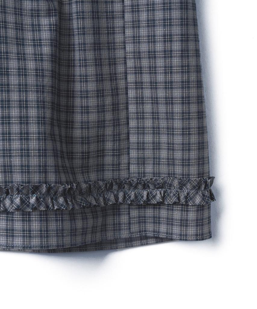 Tudment Check Tiered Skirt Navy