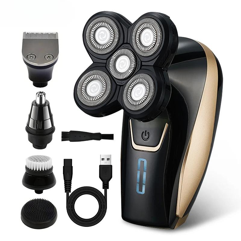 USB Rechargeable 5 Floating Head Razors for Shaving Heads and Skulls