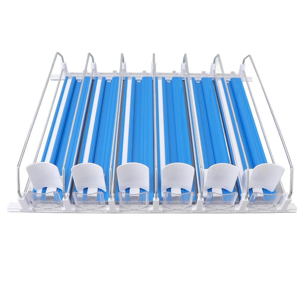 Drink Organizer for Fridge ABS 6 Rows Adjustable Easy Loading Dampening Pusher Glide Soda Can Dispenser for Beer