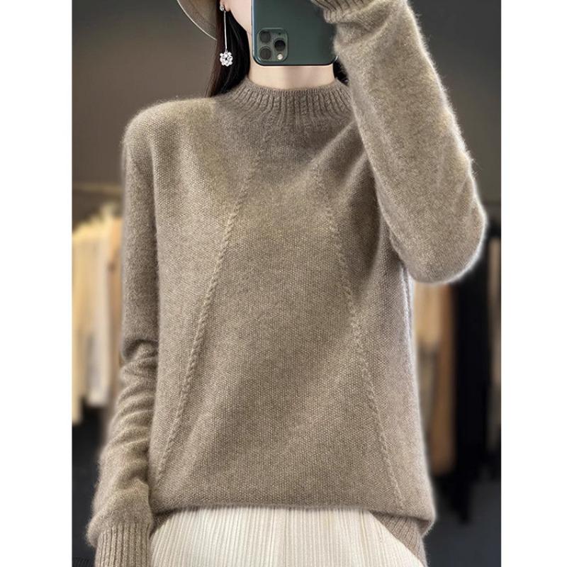 Autumn and Winter Western-style Sweater Pullover Sweater High-end Women's Half-turtleneck Pullovers