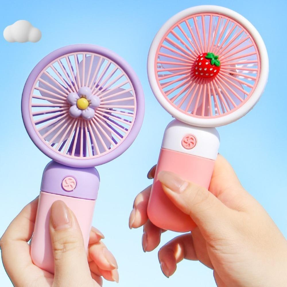 

Fruit USB Charging Fan Handheld Desktop Fan Cartoon Mini Portable Fan Cooling Daisy Yellow