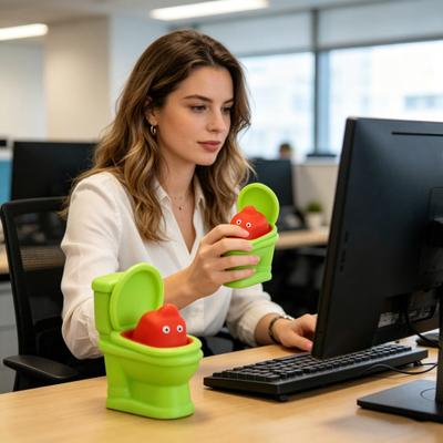 Brinquedo de Aperto de Vaso Sanitário Popping Shit Alívio do Estresse Desenho Animado Cocô Copo de Vaso Sanitário Bola Anti-Ansiedade para Estresse Brinquedo Portátil para Mesa de Estudantes e Trabalhadores