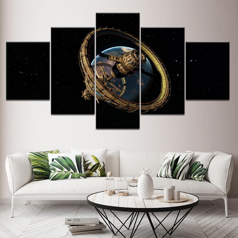 

Canvas Painting Metal surrounds the earth 5 Pieces Wall Art Painting Modular Wallpapers Poster Print for living room Home Decor 20x35 20x45 20x55cm