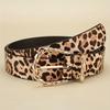 Damenmode Goldnadel-Knopf Leopardenmuster Gürtel Vintage PU-Leder Damengürtel Kombiniert mit Jeans
