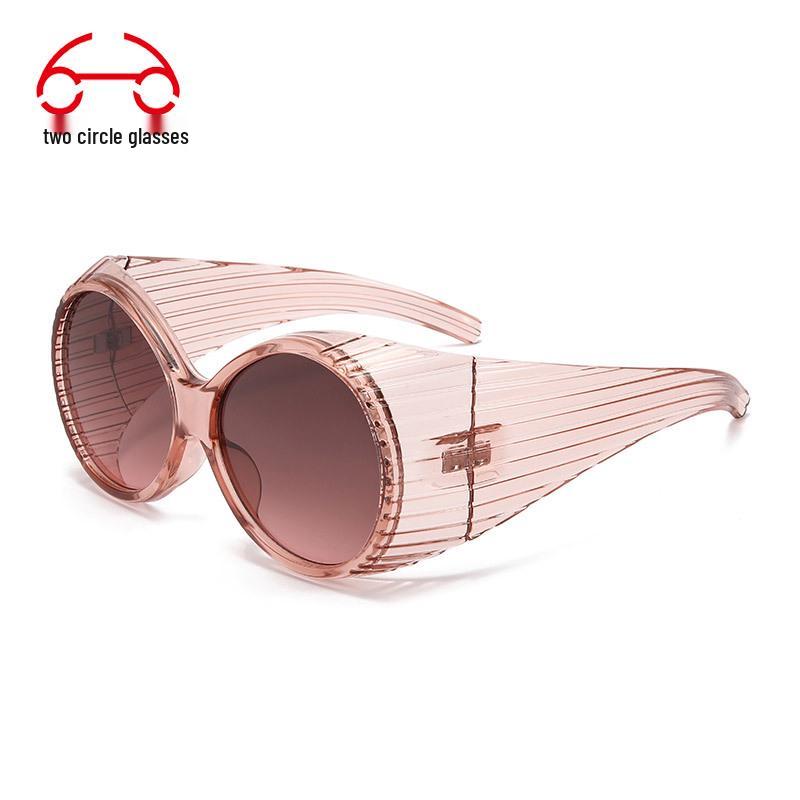 Two Circles Oversized Round Frame Trendy Punk Sunglasses - T1021