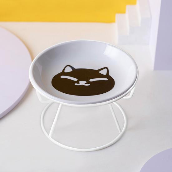 Cat Bowl Set Anti-Vomit Protect Cervical Vertebrae Indoor Cats Small Pets Colorful Patterns Pet