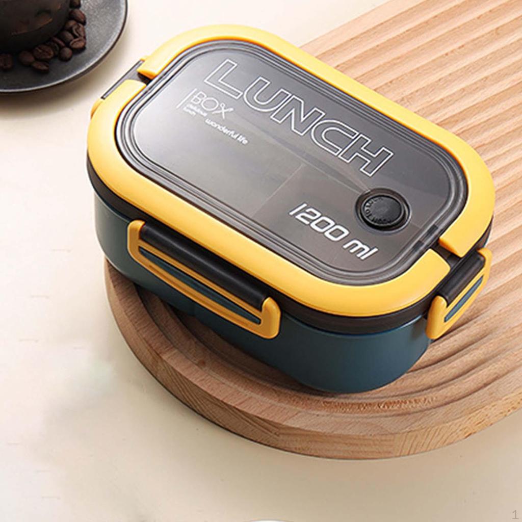 1200ml Lunch Box Food Container 2 Layers 3 Compartment for Busy Office Workers and Travelers Divided