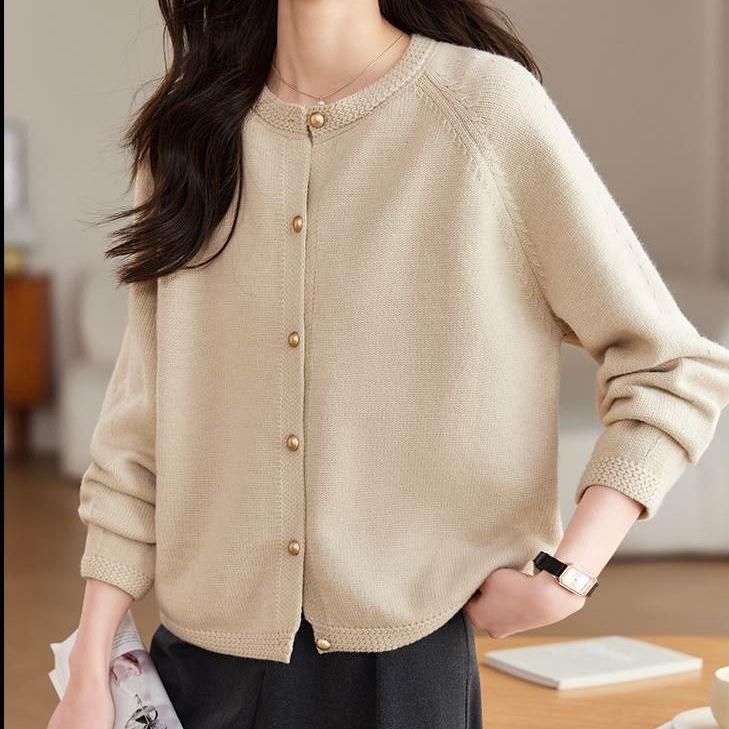 Spring Loose Knitted Cardigan for Women Spring and Autumn Casual Short Sweater Coat for Women