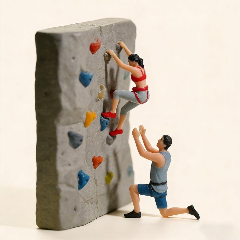 1:64 Scale Hand Painted Resin Figures Miniature People for Dioramas Props,Photography Collector Rock Climber Figure Model