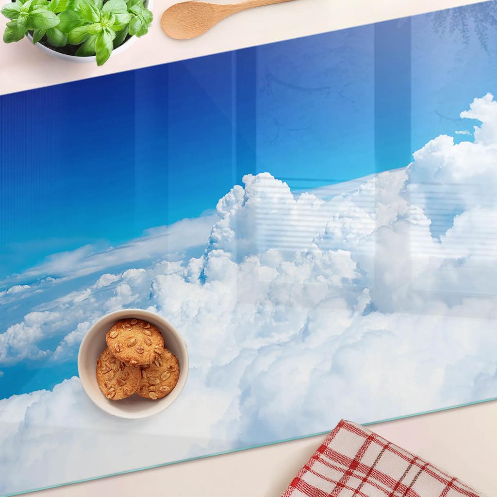 Multifunctional Kitchen Decorative Board Tempered Glass Clouds 80x52 cm