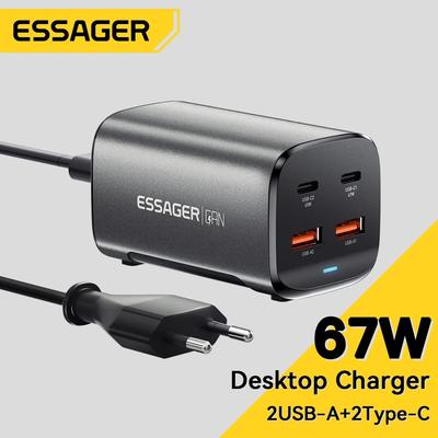 Essager 67 W USB C GaN Ladegerät Desktop Quick Charge 4.0 QC 3.0 PD Typ C Schnellladung für MacBook Samsung POPC iPhone 15 Laptop