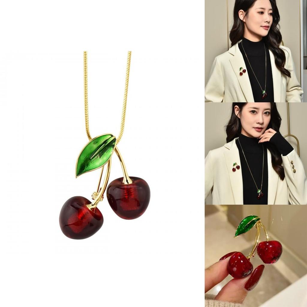 Chic Snake Chain Cherry Necklace For Women Featuring Stunning Artificial Gemstone