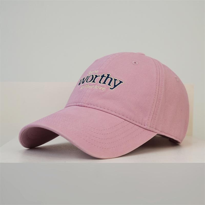 Embroidered Letter Soft Top Baseball Cap Women s Sun Protection Big Head Cap Men s Sun Hat розовый