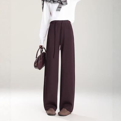 Women's High-Waisted Wide-Leg Pants: Versatile Floor-Length, Sporty Casual Style for Autumn and Winter