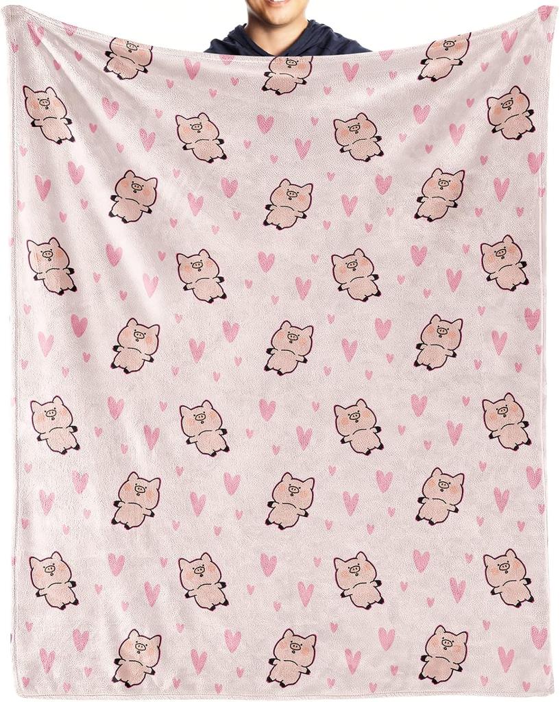Pig Blanket Gifts Flannel Fleece Throw Blanket Soft for Girls Boys Adults Lightweight Comfortable Warm Cute Pig Themed Blanket