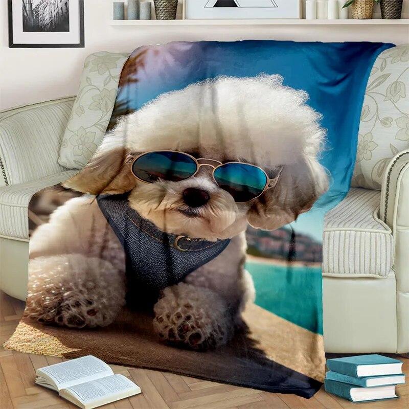 Cute Dog Husky, Samoye, Chihuahua, Koki Pomeranian Cartoon Blanket,Soft Throw Blanket for Home Bedroom Sofa Cover Blanket Kids