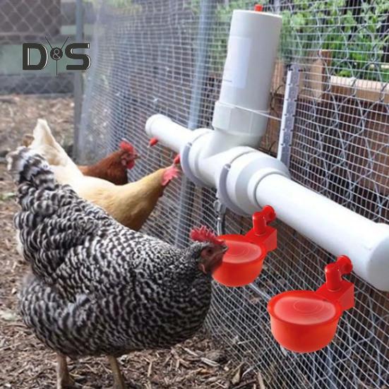 16 Pcs Automatic Chicken Water Cup Plastic Chicken Watering System Poultry Water Feeder Cup for Chicken Duck Goose Turkey