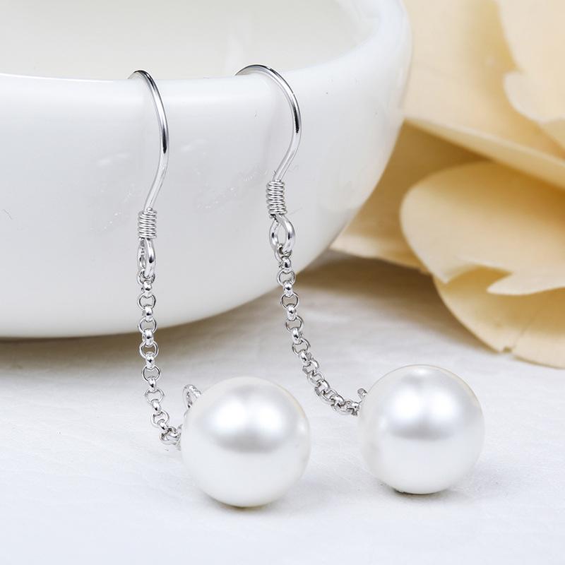 Lindon 925 Sterling Silber synthetische Perlenohrringe Tropfenohrringe für Frauen Hochzeit Party Geschenke