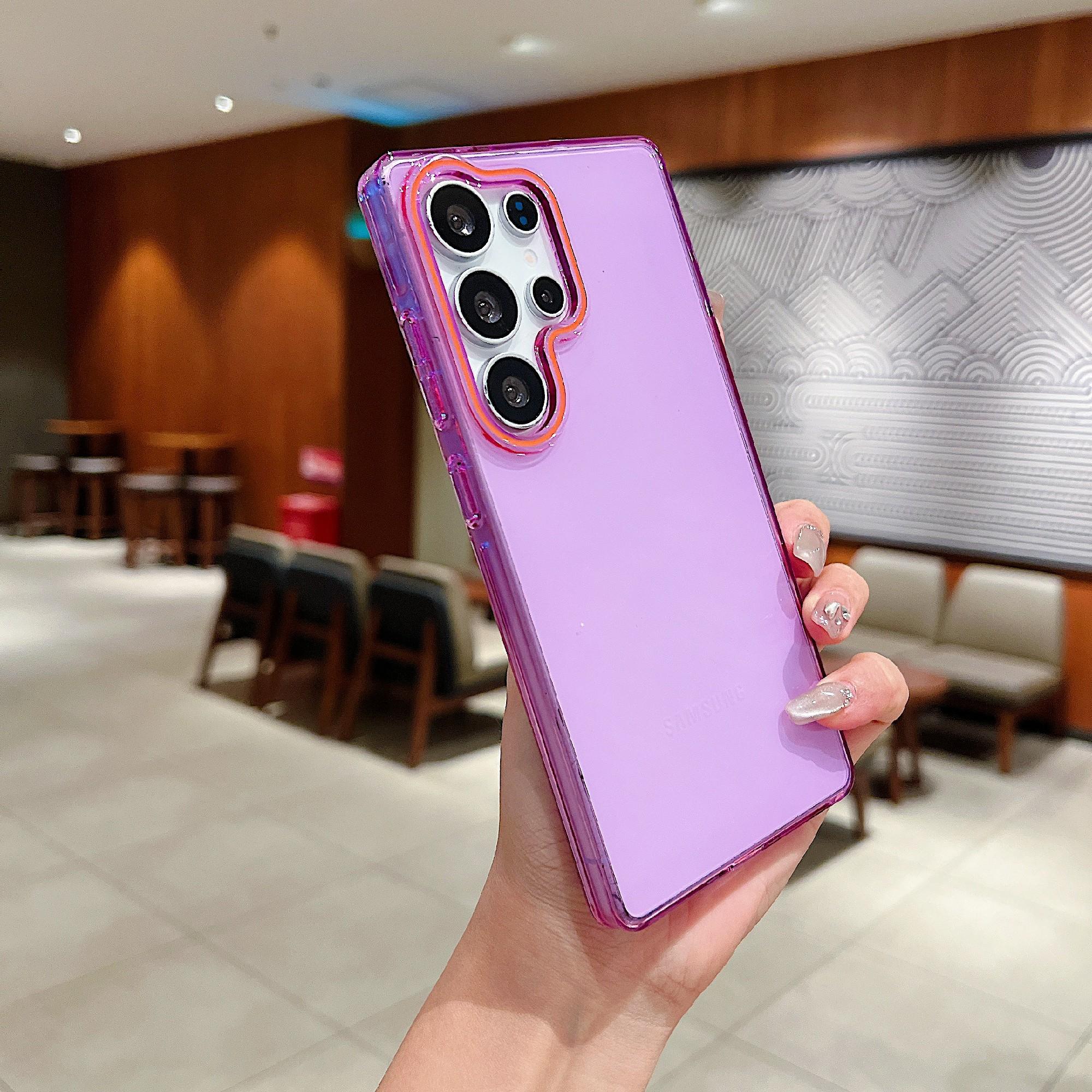 

For Samsung Galaxy S25 Ultra Case TPU + PC Shockproof Phone Back Cover with Orange Camera Edge E