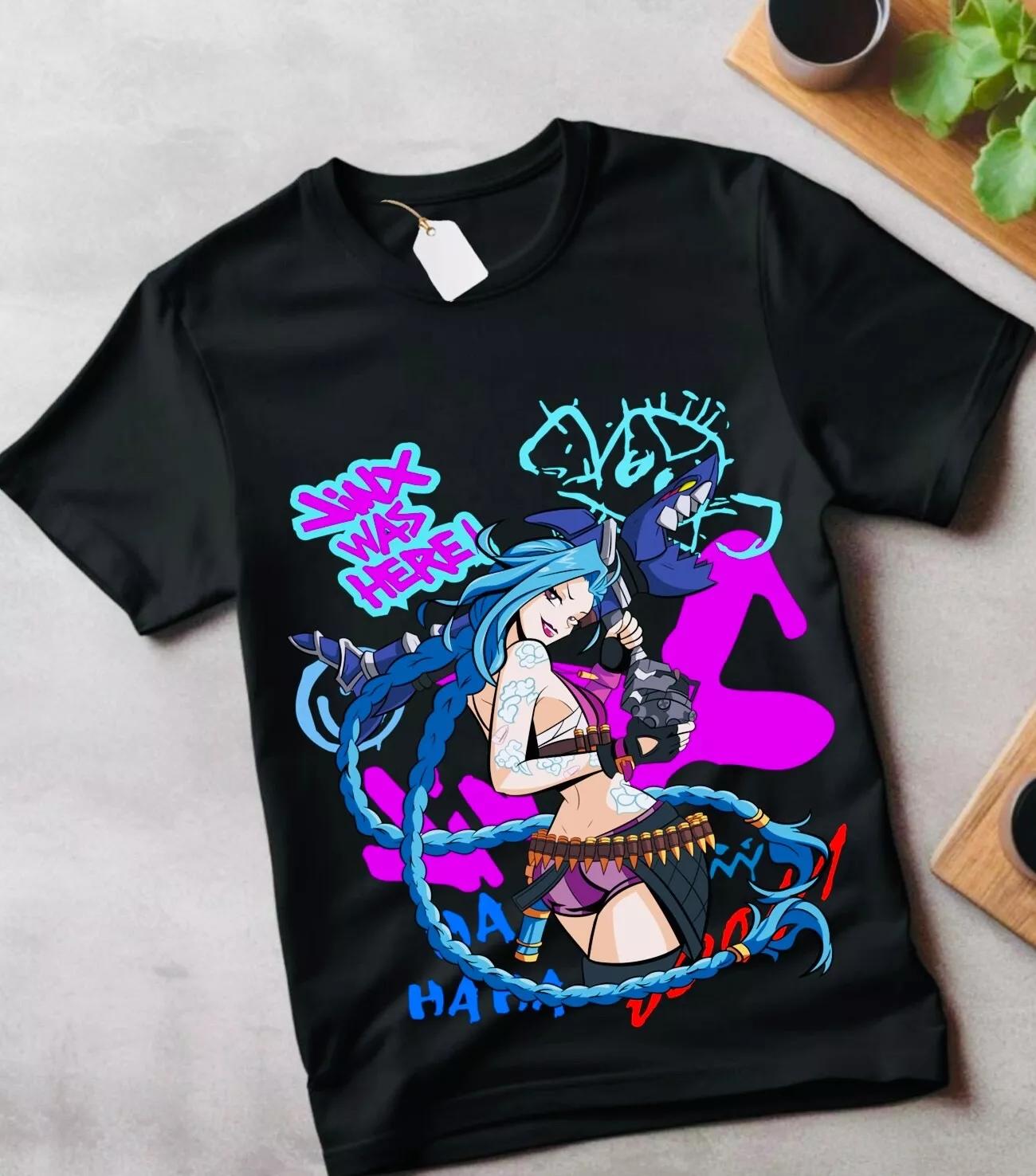 Футболка Jinx Arcane Футболка с японским аниме-мультфильмом Jinx Arcane в подарок M