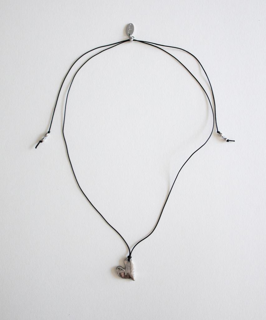 Merrymotive Crushed Heart And Black String Necklace