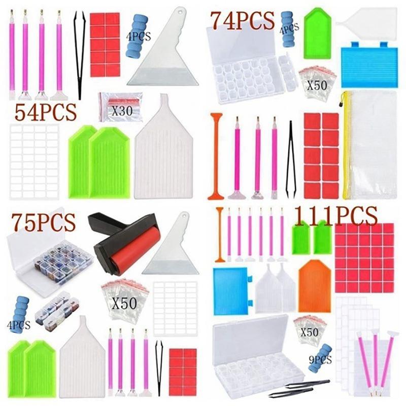 54/74/75/111Pcs 5D Diamond Painting Tool Accessories Diy Cross Stitch Tool Kit