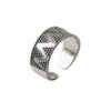 Simple Creative Dot Wave Triangle Geometric 925 Sterling Silver Jewelry Wide Face Retro Exquisite Opening Rings R031