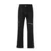 Black of Exit American Street Style Slit Hem Jeans, Trendy Design Straight-Leg Cargo Pants for Men