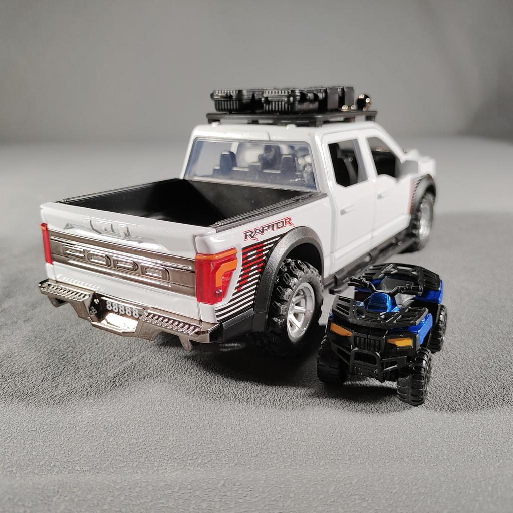 1/24 Ford F150 Off Road SUV Alloy Diecast Model Car Sound & Light Simulation Collectibles Hobby Birthday Gifts for Friend Pull Back