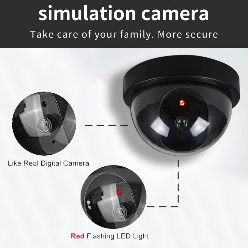 1PC Dummy Fake Camera with LED Red Light, Battery Operated, No Wiring Required, Indoor Outdoor Fake Dome Security Camera