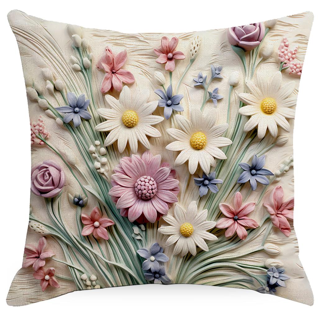 New Retro Floral Pillowcase Creative Oil Painting Engraving Style Print Home Sofa Cushion Pillowcase