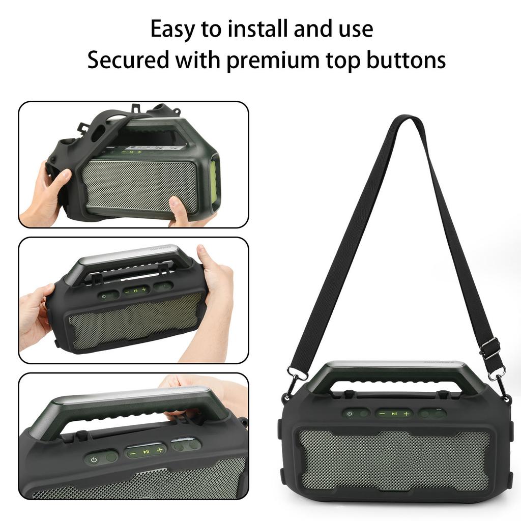Protective Cover Soft Skin Fit for Soundcore Boom 2 Anti-Slip & Scratch-Resistant for Outdoor Camping Travel & Party