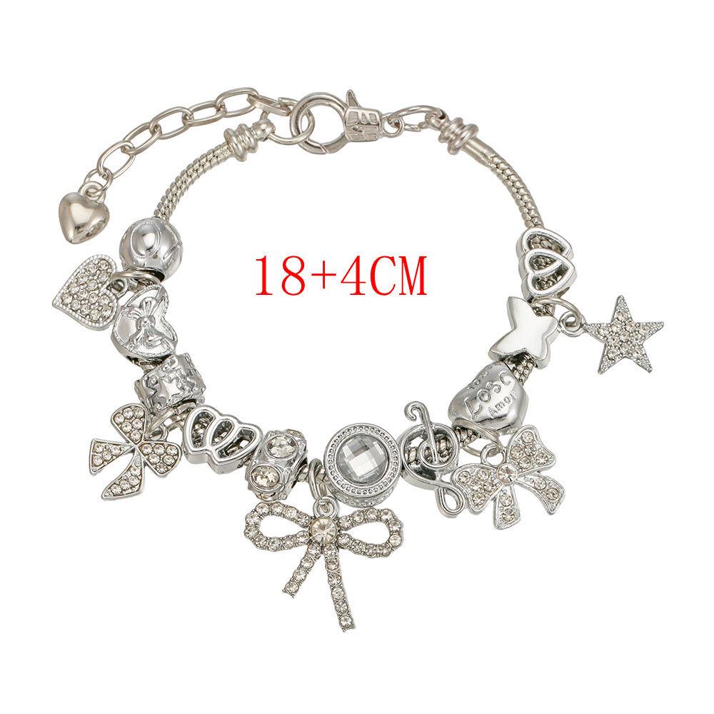 Crystal Butterfly & Heart Bead Bracelet with Rhinestone Star Pendant for Women