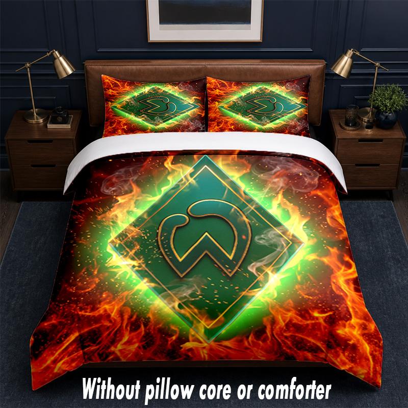 Werder Bremen Football Design Bed Bedding Set 1 Duvet Cover + 2 Pillowcases Soft Breathable Household Bed Linens