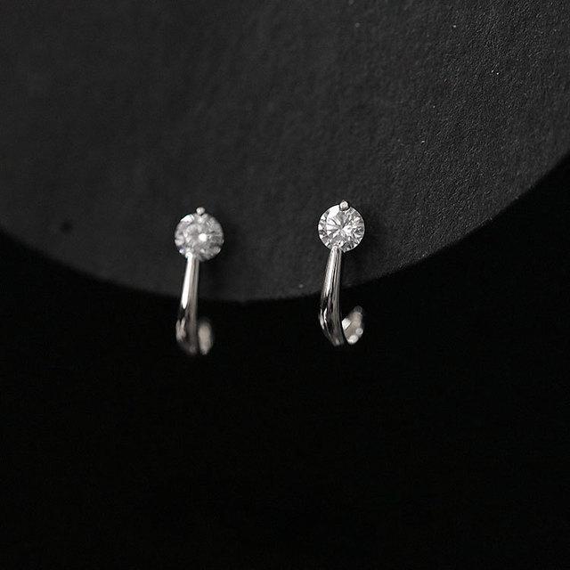 Cercei cu arc, autentici, din argint Sterling 925, cu cristale europene simple, pentru femei, punk, hip hop, pentru petrecere, cadou de bijuterii placate cu aur de 14 k