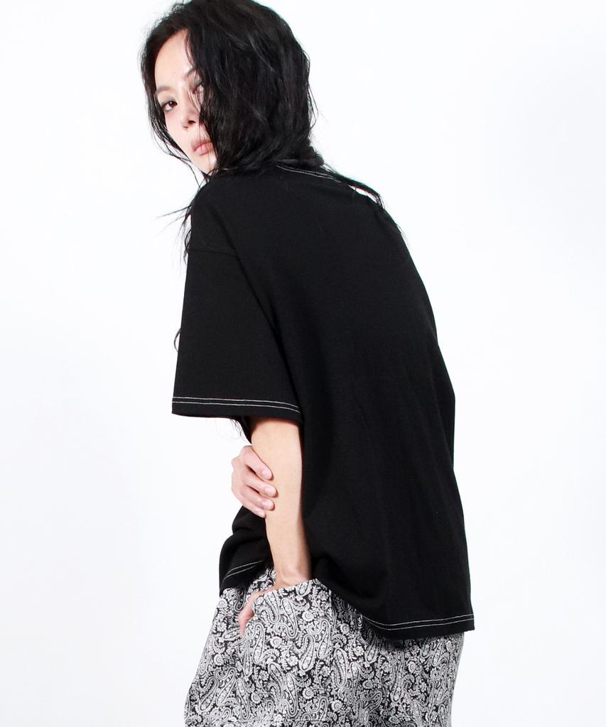 Deumakeu Outstitch Boxy Short Sleeve Tee - Black
