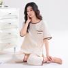 Pajamas women's summer pure cotton short-sleeved printed cropped pants thin cotton women's loungewear summer loose large size set