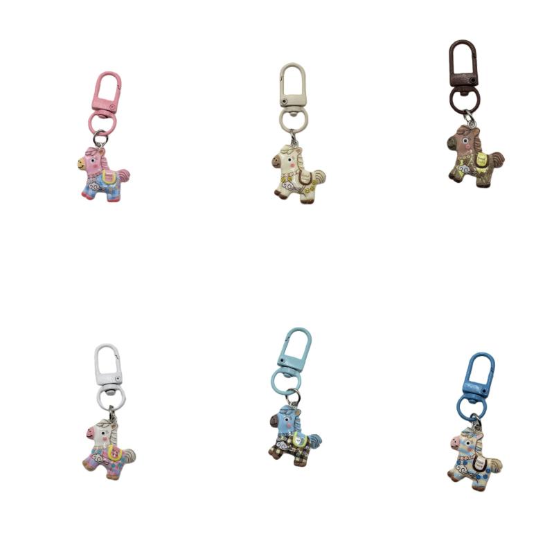 1/6 Stück Cartoon Glückswolken Pony Schlüsselanhänger Niedlich Jahr des Pferdes Harz Schlüsselanhänger Tasche Anhänger Dekoration Jahr Freund Geschenke