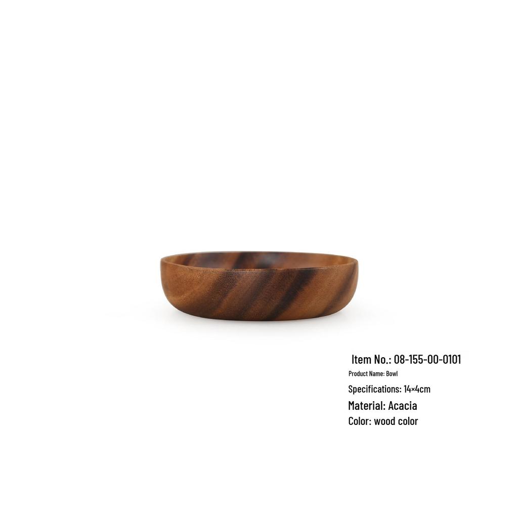 YFJY Acacia Wood Bowl Set - Japanese Style, Moisture-Proof Wooden Bowls and Plates for the Home.