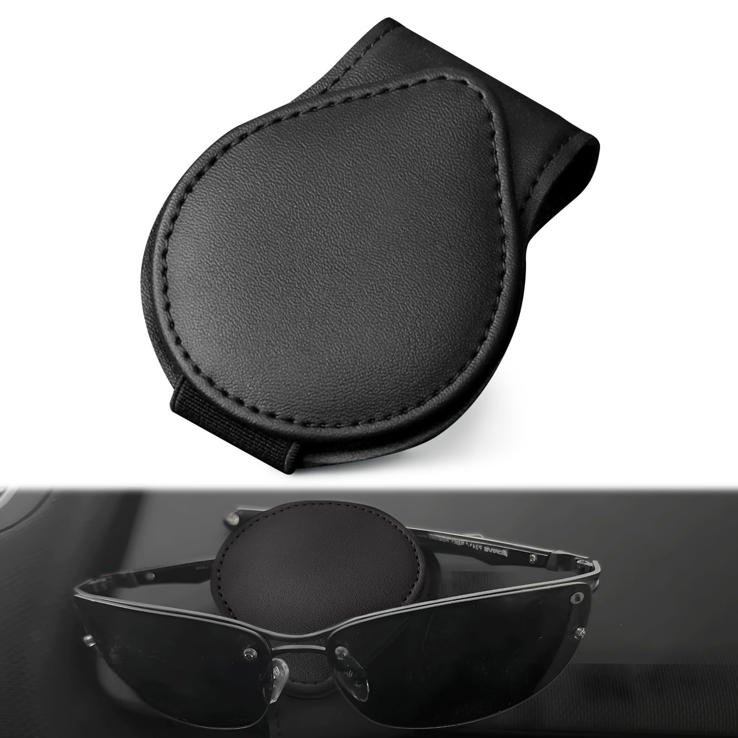 Sunglasses Holder, Car Sunglasses Holder, Black Leather, Magnetic Type, Non-Slip чёрный